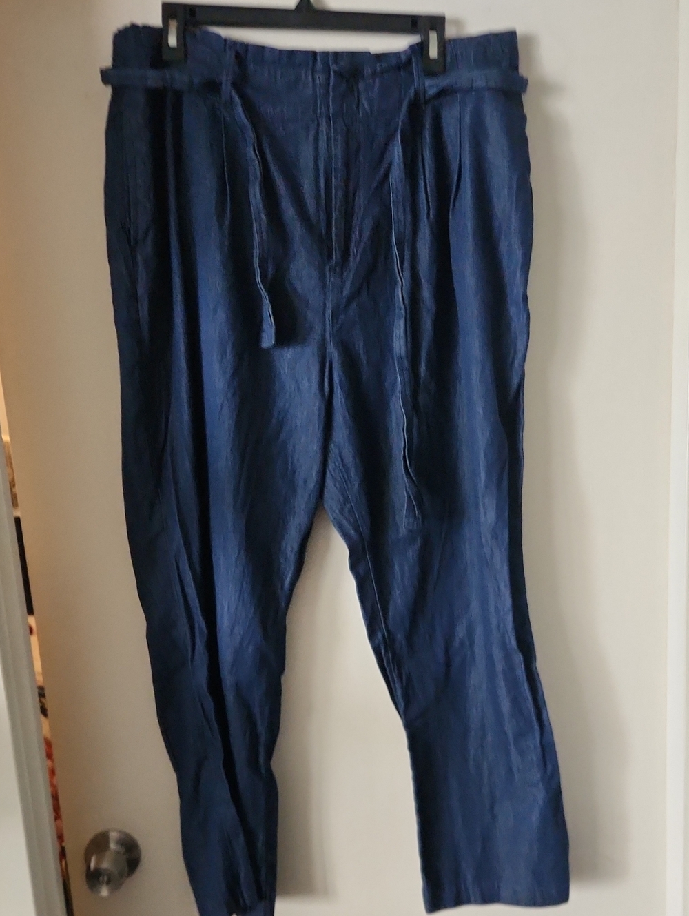 Ann Taylor Factory Indigo Paperbag Waist Belted Pants